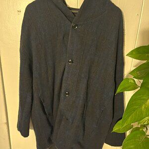 Pas de Calais Plaid Wool Hooded Jacket M